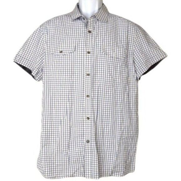 Reaction KENNETH COLE 100% Cotton Short Sleeve Button Up Shirt L Check Pattern - Picture 2 of 6
